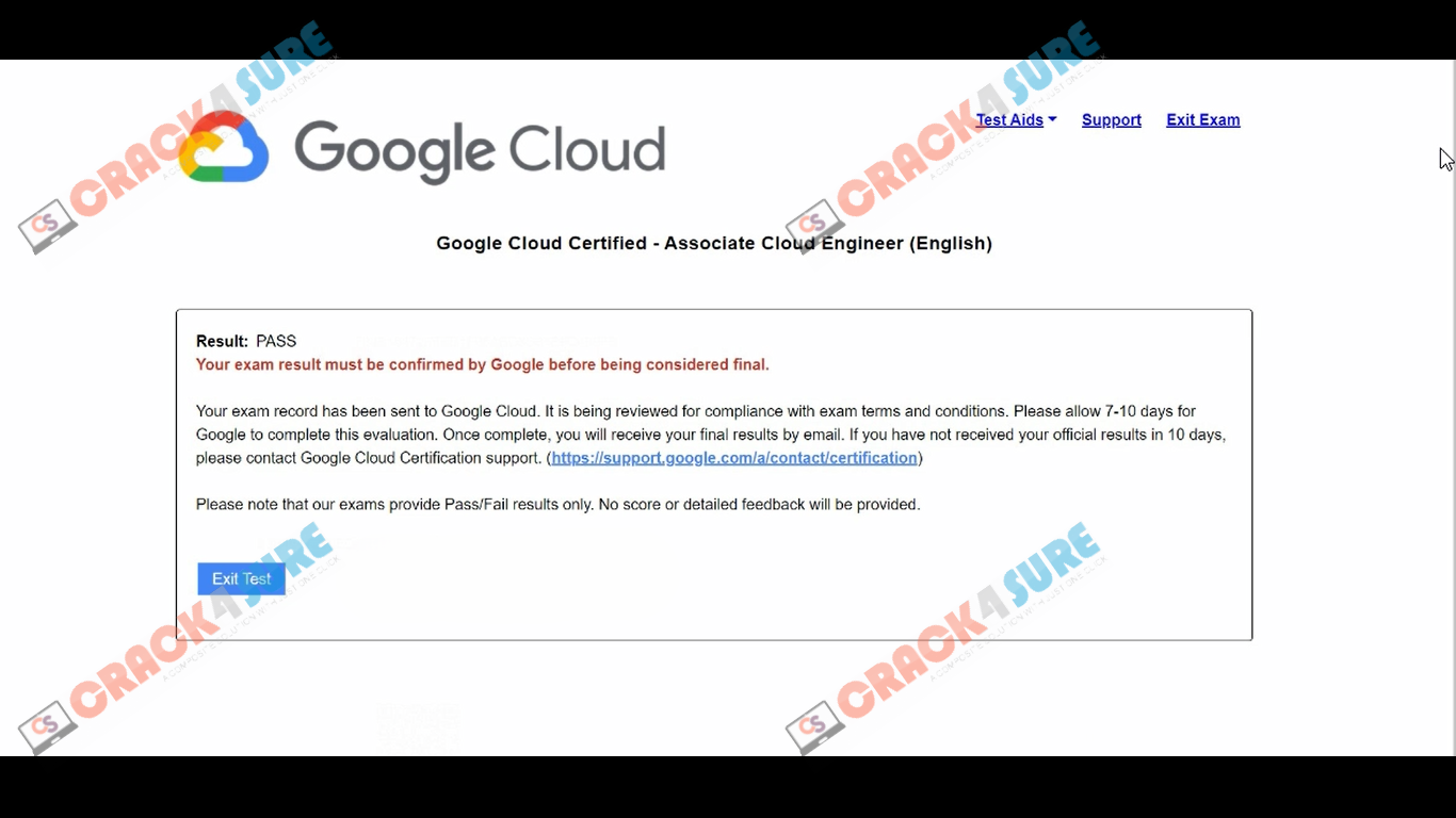 Google Cloud Certified Associate-Cloud-Engineer passing score card 2