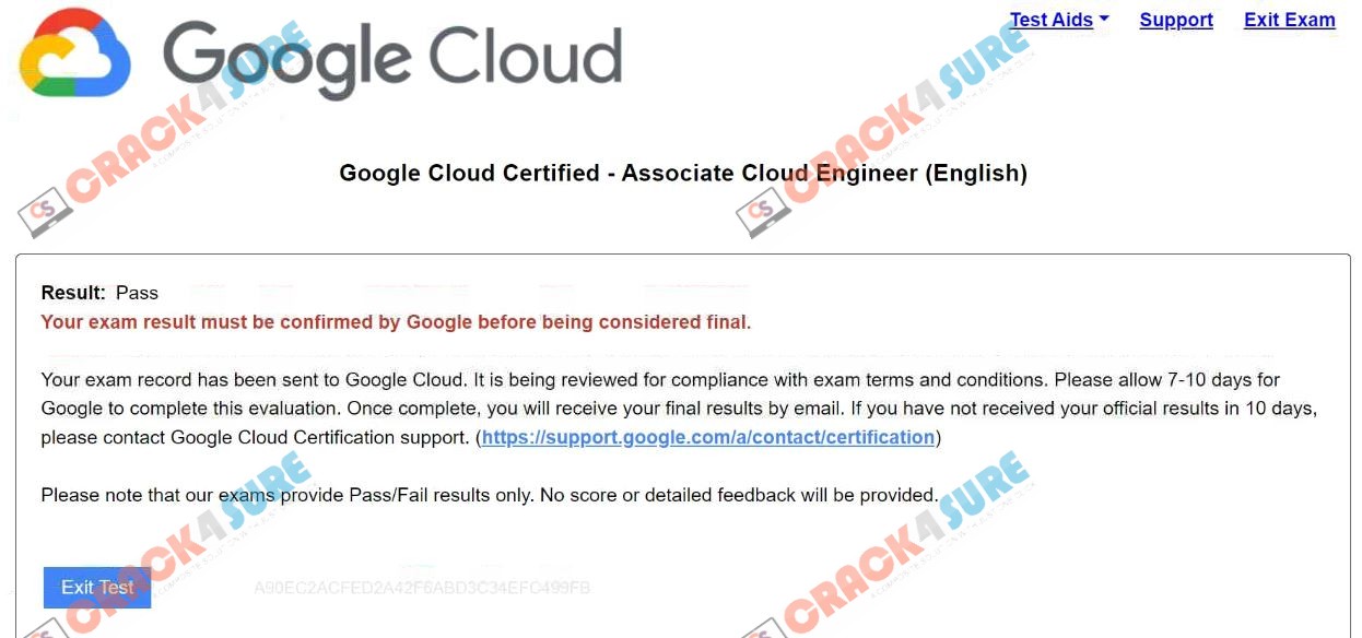 Google Cloud Certified Associate-Cloud-Engineer passing score card 1