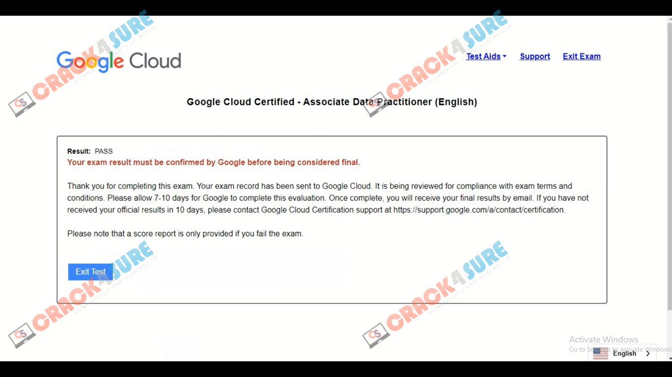 Google Cloud Platform Associate-Data-Practitioner passing score card 1