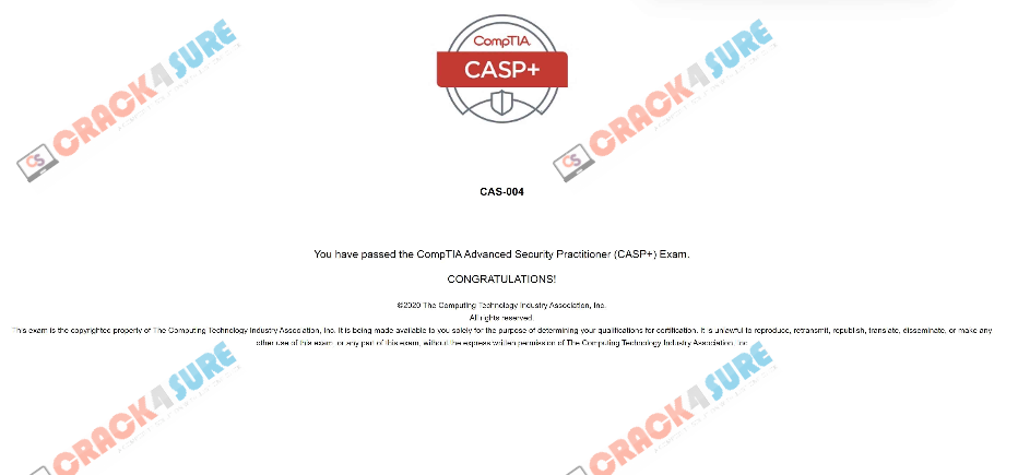 CompTIA CASP CAS-004 passing score card 1