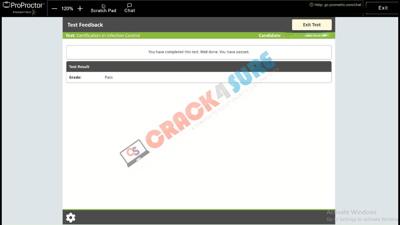 Infection Control CIC passing score card 1