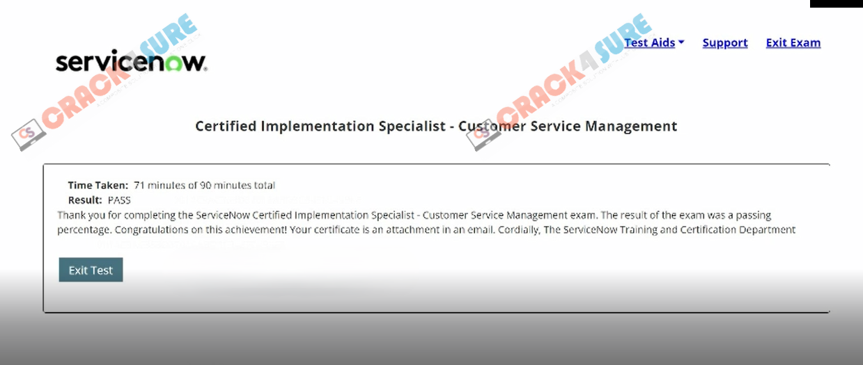 CIS-Customer Service Management CIS-CSM passing score card 2