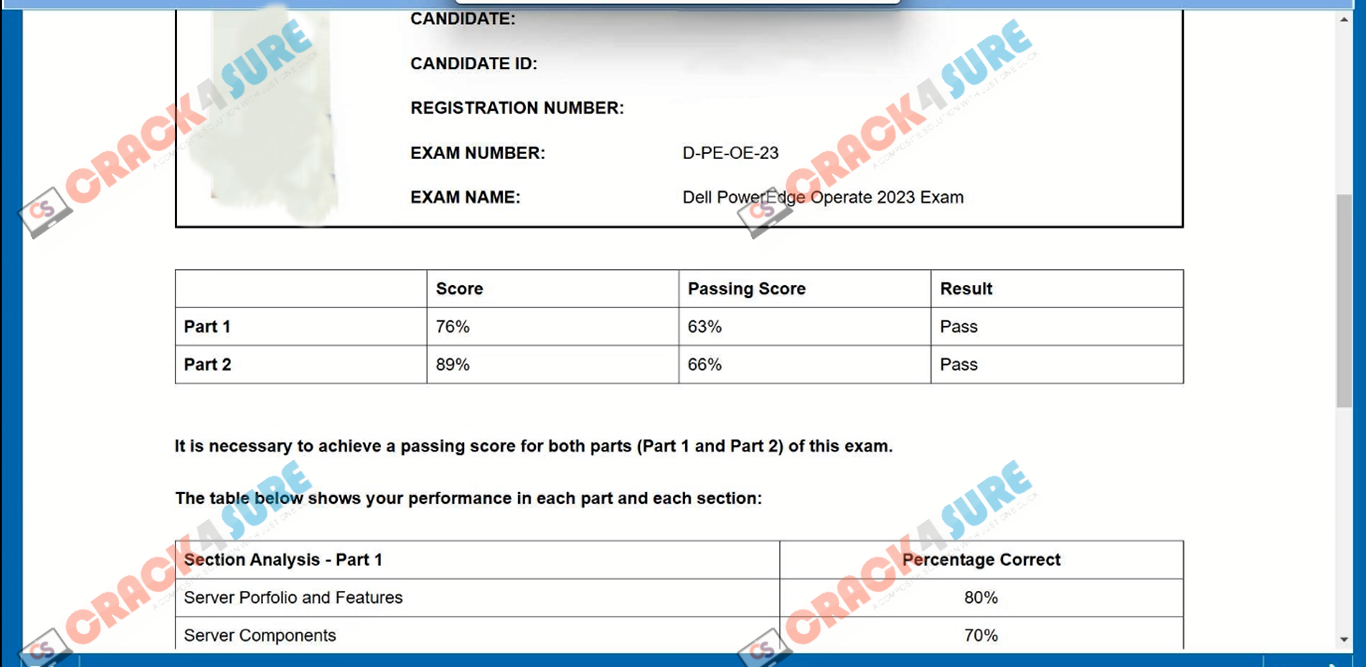 DECA-PowerEdge D-PE-OE-23 passing score card 1