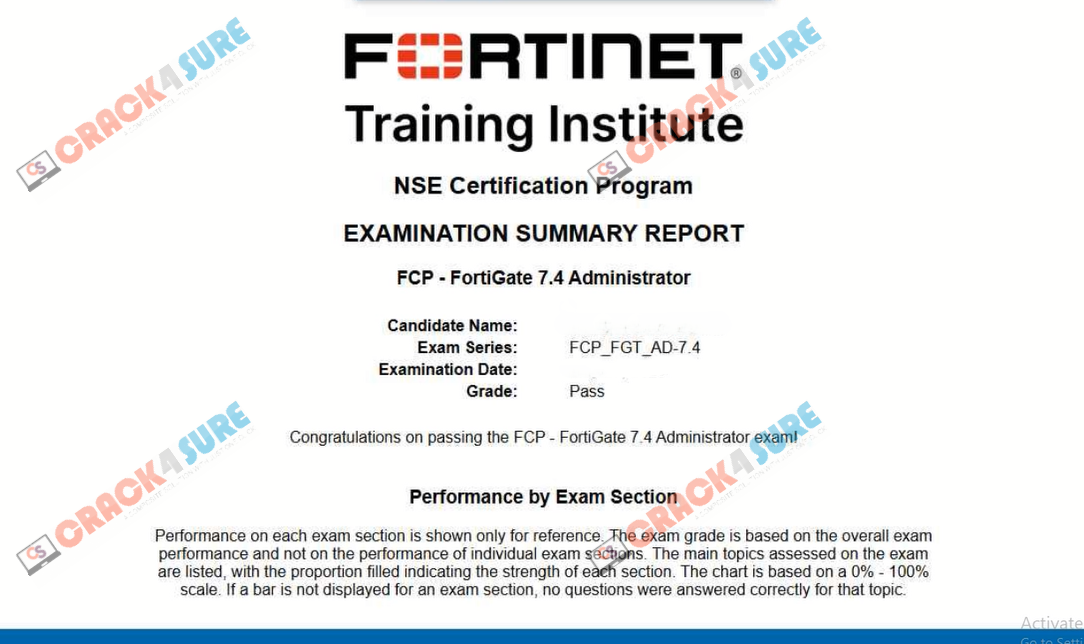 Fortinet Network Security Expert FCP_FGT_AD-7.4 passing score card 5