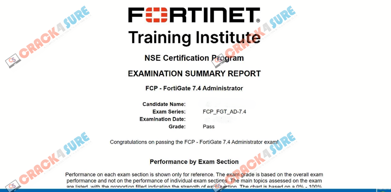 Fortinet Network Security Expert FCP_FGT_AD-7.4 passing score card 3