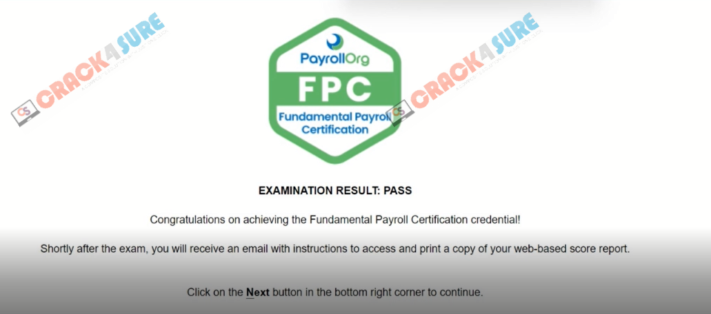 American Planning Association FPC-Remote passing score card 1