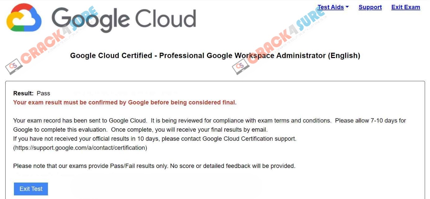 Workspace Administrator Google-Workspace-Administrator passing score card 2