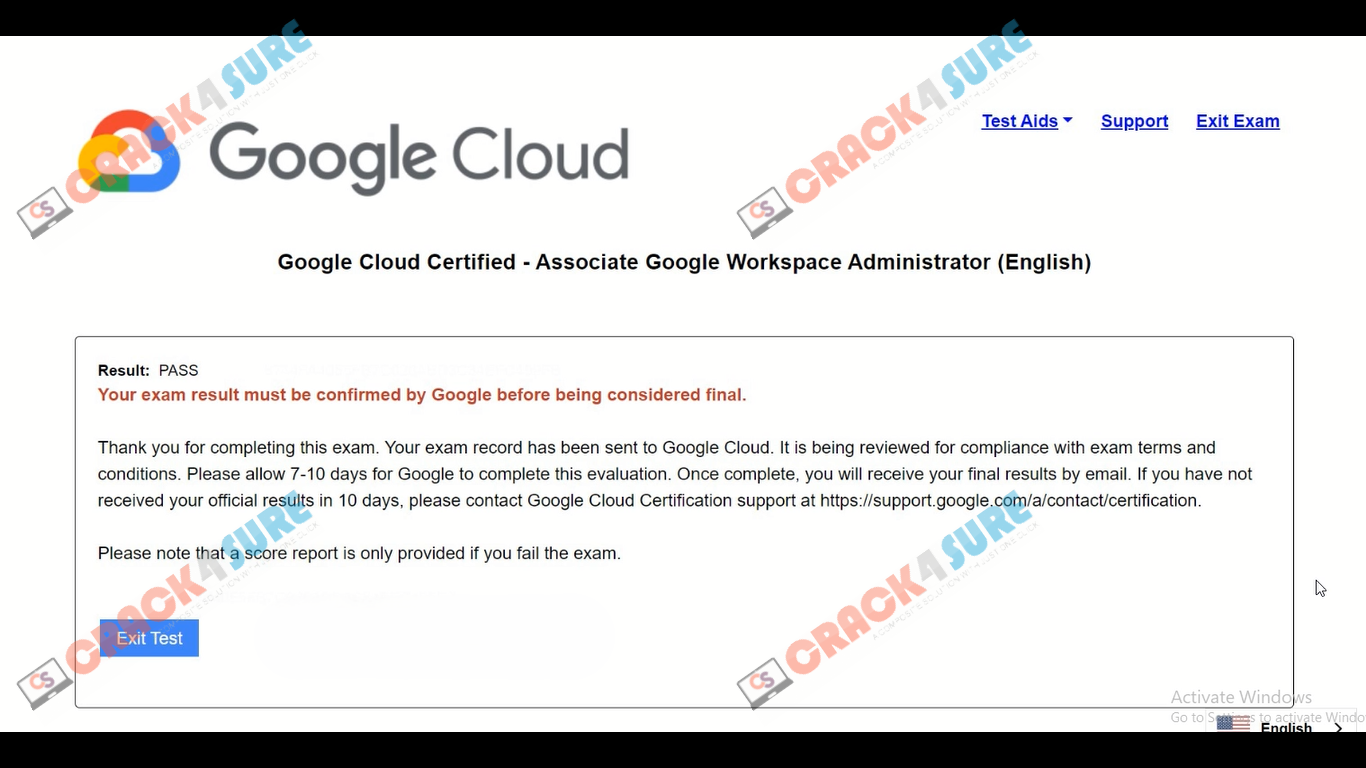 Workspace Administrator Google-Workspace-Administrator passing score card 1