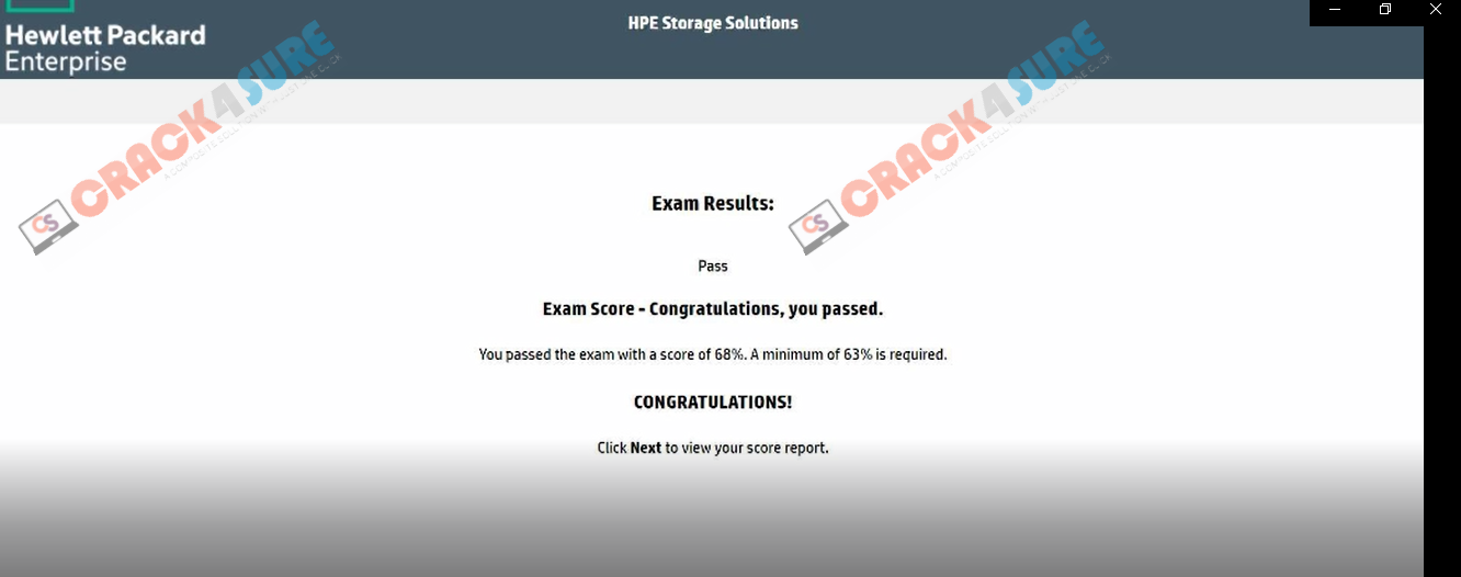 HPE ASE HPE0-J68 passing score card 1