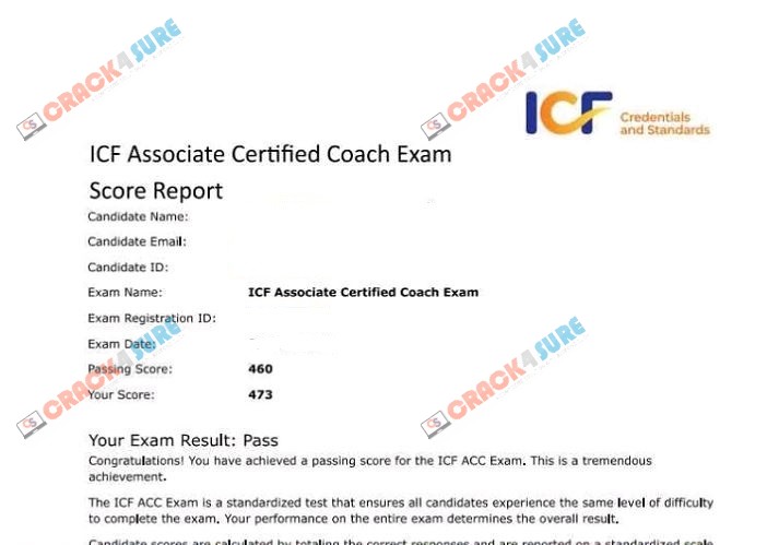 Associate Certified Coach ICF-ACC passing score card 1