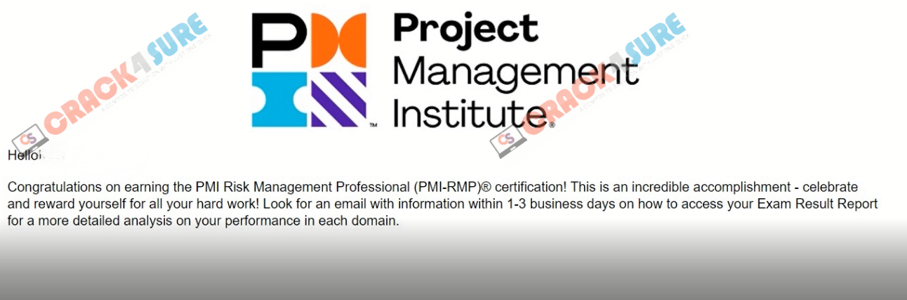 PMI Certification PMI-RMP passing score card 1