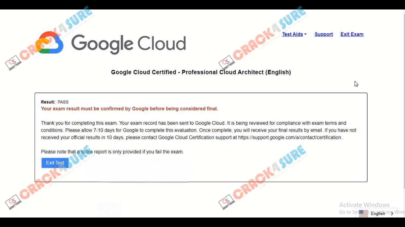 Google Cloud Certified Professional-Cloud-Architect passing score card 2