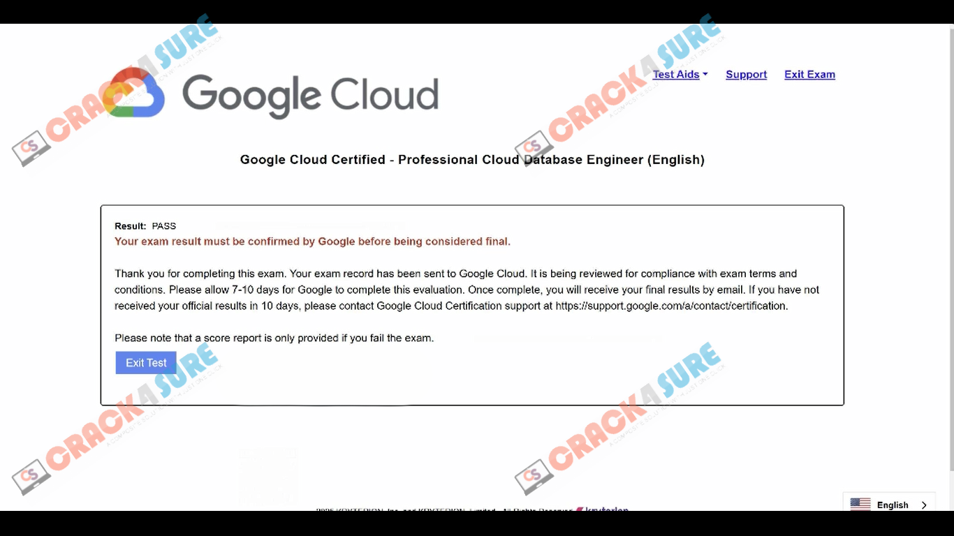 Cloud Database Engineer Professional-Cloud-Database-Engineer passing score card 1