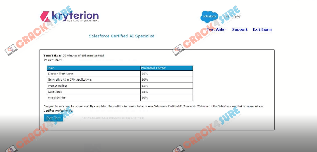 AI Associate Salesforce-AI-Associate passing score card 3