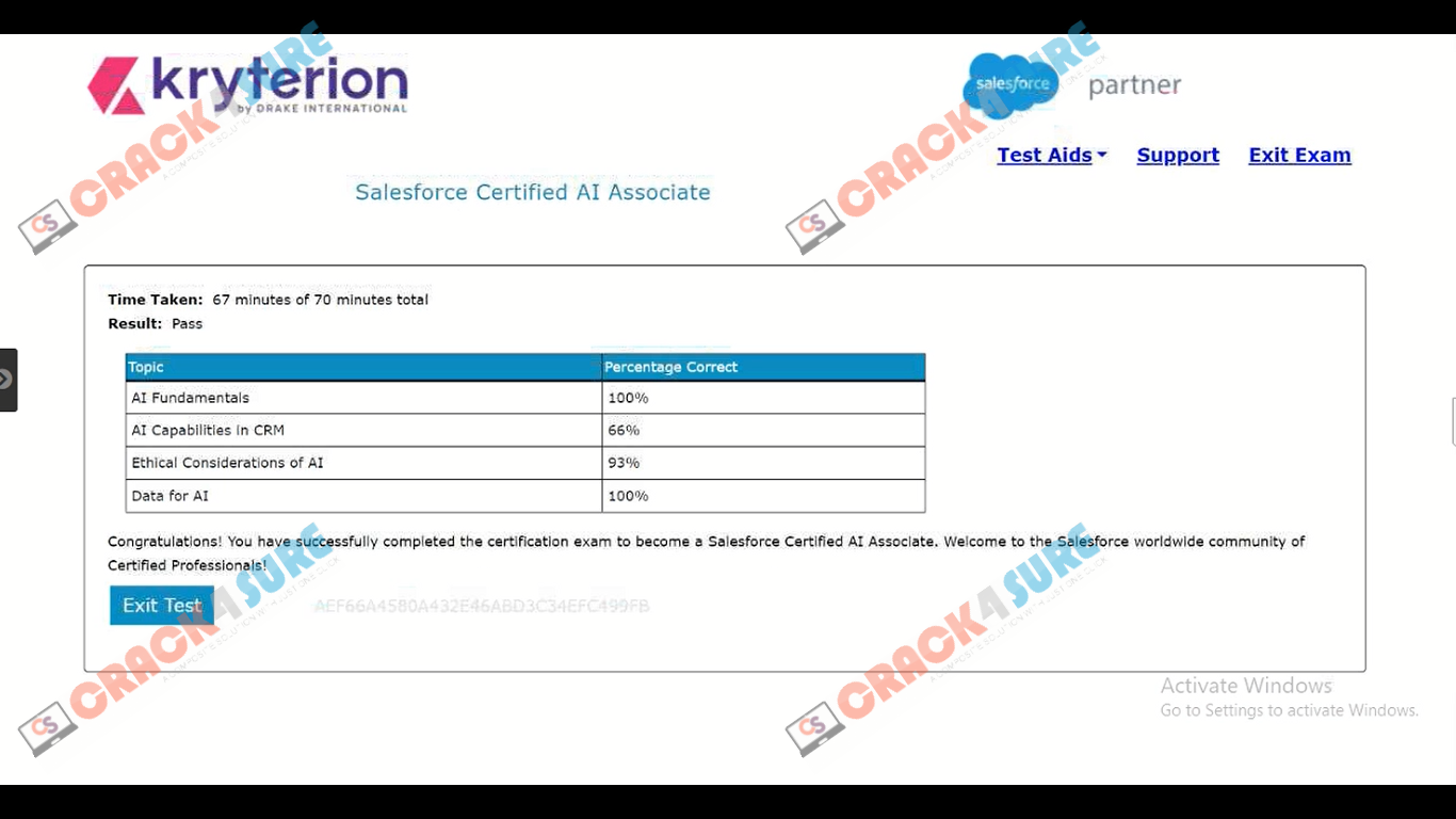 AI Associate Salesforce-AI-Associate passing score card 2